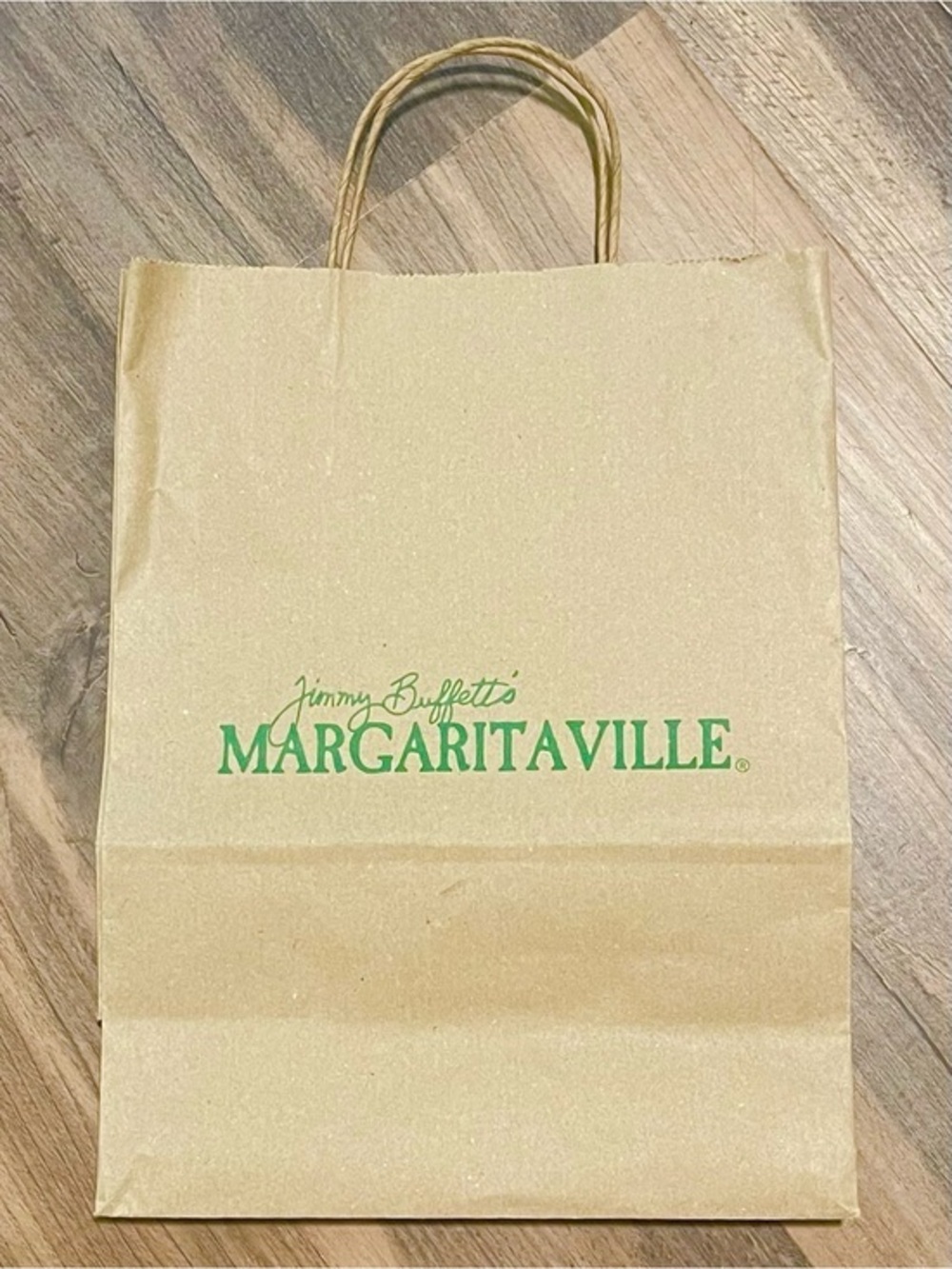 5 for $25! Jimmy Buffet’s Margaritaville Brown Paper Bag Tote with Green Logo!